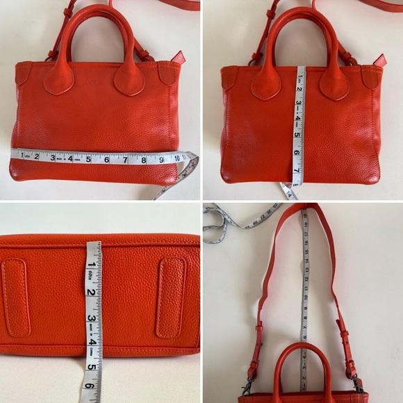 Beck Beckini Bag Tote Crossbody Satchel Italian Pebble Leather Logo Embossed - Picture 13 of 13